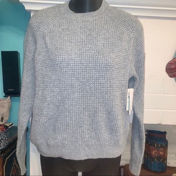 ABOUND NORDSTROM NWT GRAY THERMAL WAFFLE KNIT SWEATER OVERSIZED JUMPER - Picture 1 of 6